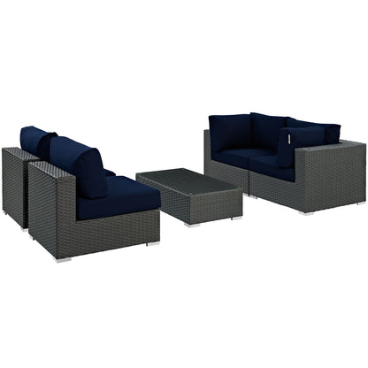 Modway Sojourn 5 Piece Outdoor Patio Sunbrella Sectional Set - EEI-1882 - EEI-1882 | Outdoor Sofas, Loveseats & Sectionals | Modishstore - 7