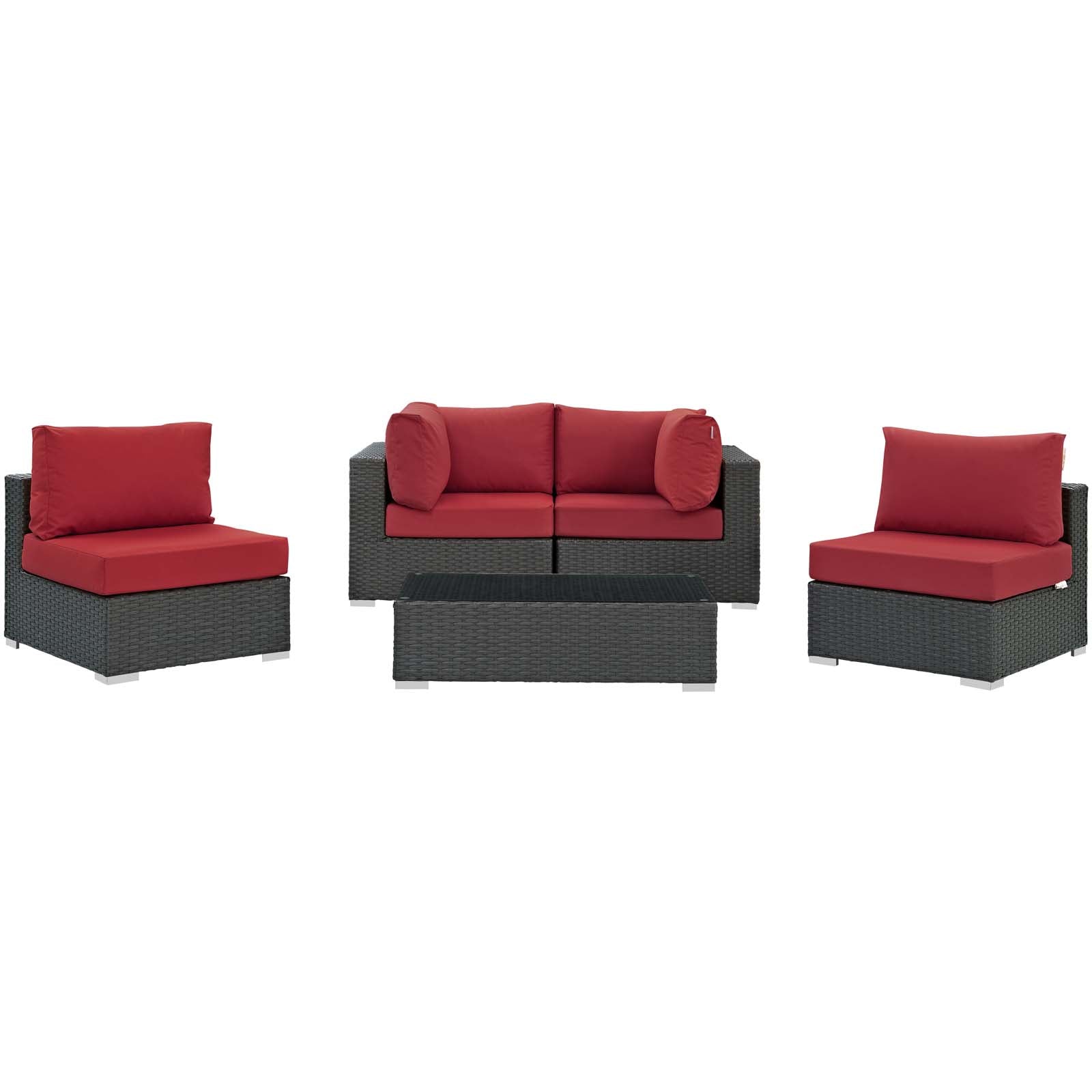 Modway Sojourn 5 Piece Outdoor Patio Sunbrella Sectional Set - EEI-1882 - EEI-1882 | Outdoor Sofas, Loveseats & Sectionals | Modishstore - 10