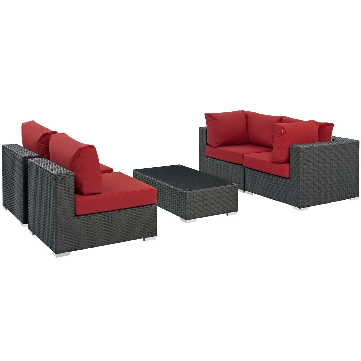 Modway Sojourn 5 Piece Outdoor Patio Sunbrella Sectional Set - EEI-1882 - EEI-1882 | Outdoor Sofas, Loveseats & Sectionals | Modishstore - 4