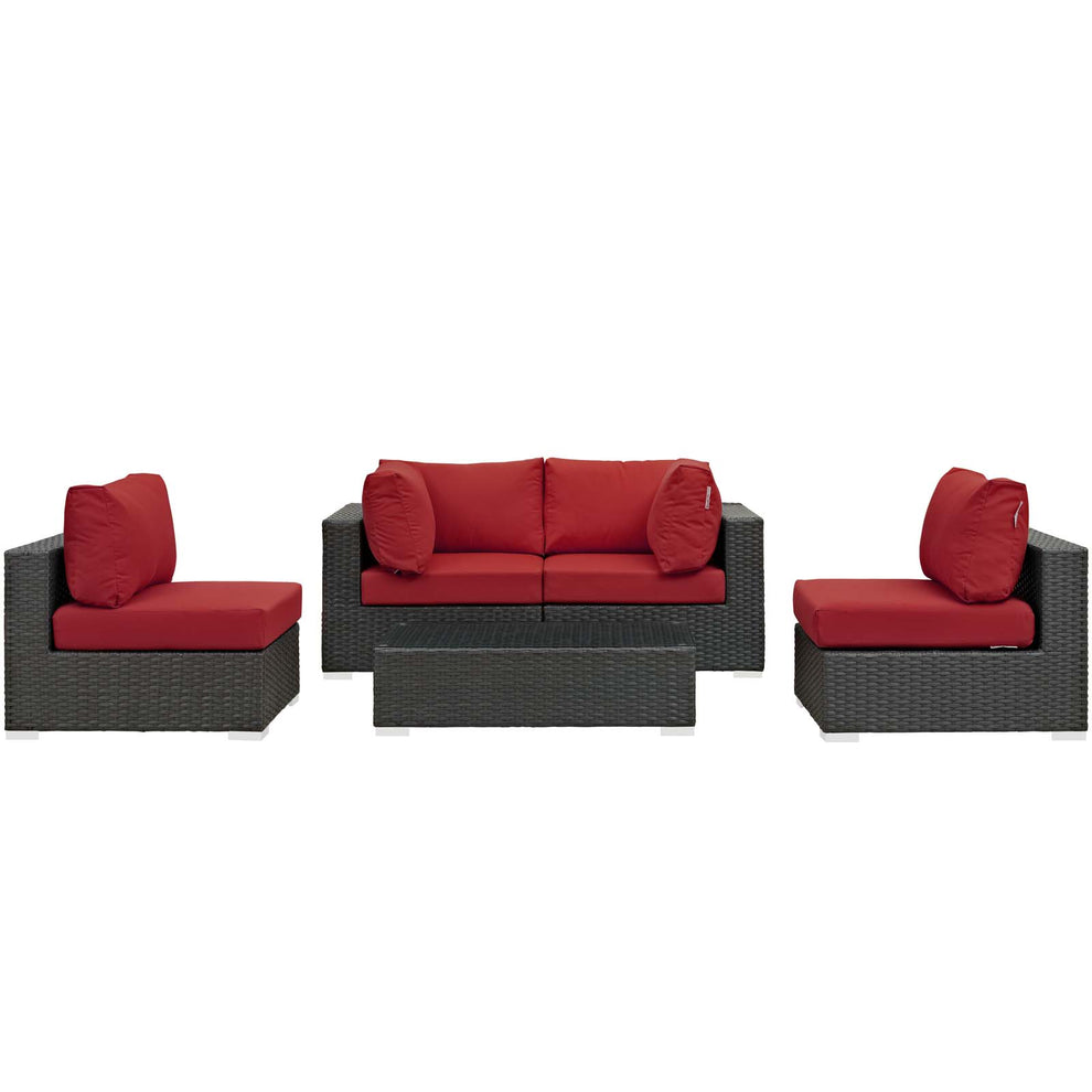 Modway Sojourn 5 Piece Outdoor Patio Sunbrella Sectional Set - EEI-1882 - EEI-1882 | Outdoor Sofas, Loveseats & Sectionals | Modishstore - 5