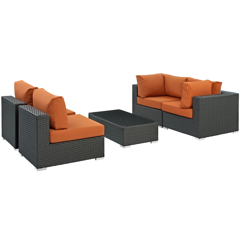 Modway Sojourn 5 Piece Outdoor Patio Sunbrella Sectional Set - EEI-1882 - EEI-1882 | Outdoor Sofas, Loveseats & Sectionals | Modishstore - 6