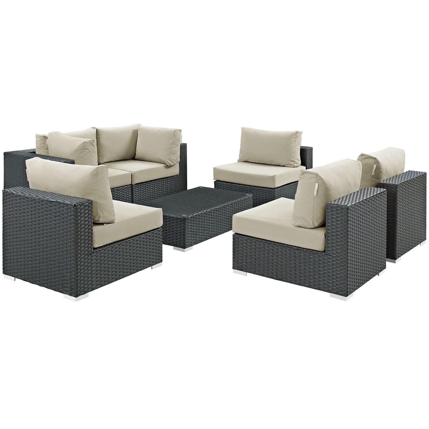Modway Sojourn 7 Piece Outdoor Patio Sunbrella Sectional Set - EEI-1883 - EEI-1883 | Outdoor Sofas, Loveseats & Sectionals | Modishstore - 1