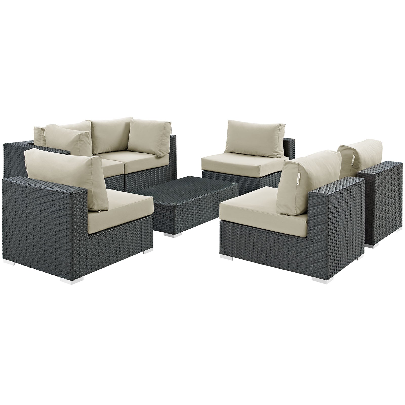 Modway Sojourn 7 Piece Outdoor Patio Sunbrella Sectional Set - EEI-1883 - EEI-1883 | Outdoor Sofas, Loveseats & Sectionals | Modishstore - 1