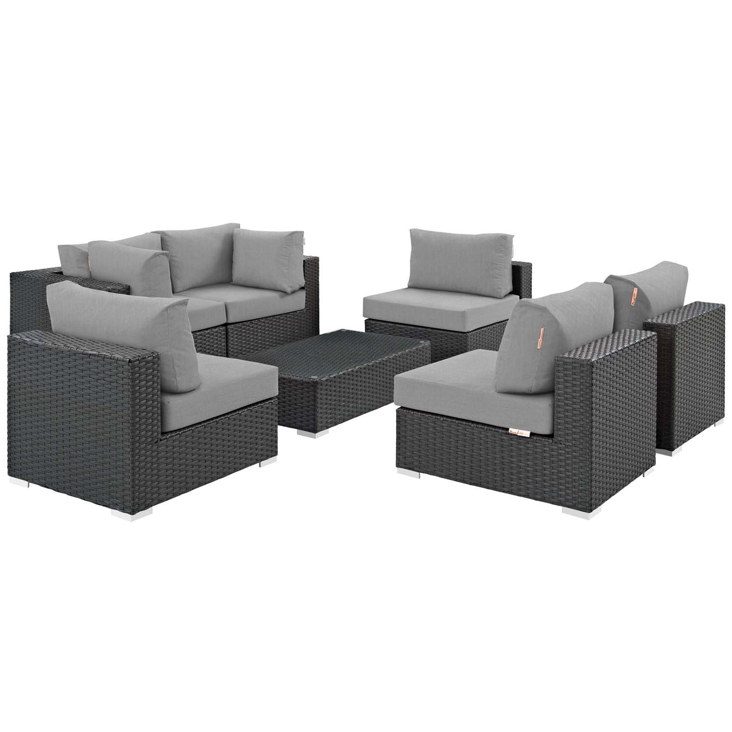 Modway Sojourn 7 Piece Outdoor Patio Sunbrella Sectional Set - EEI-1883 - EEI-1883 | Outdoor Sofas, Loveseats & Sectionals | Modishstore - 4