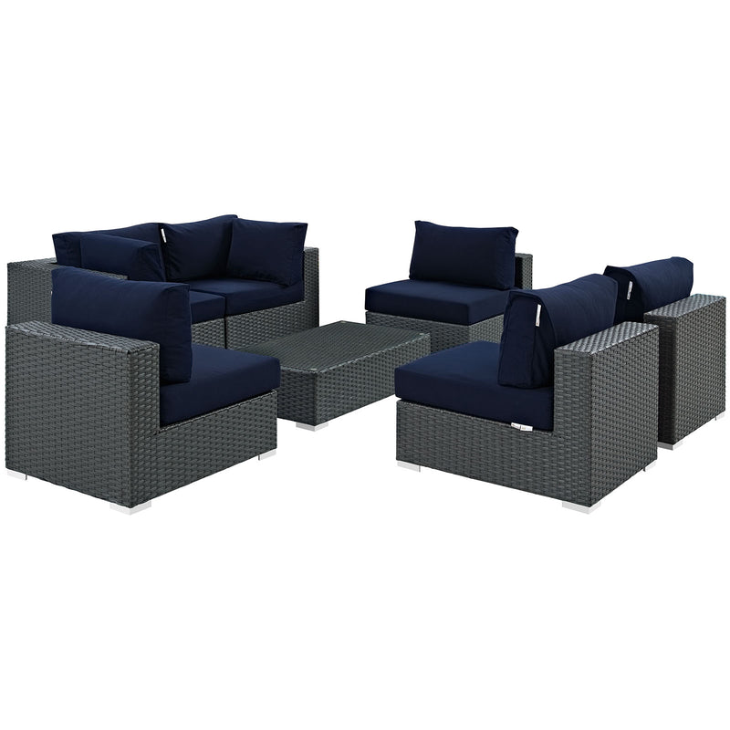 Modway Sojourn 7 Piece Outdoor Patio Sunbrella Sectional Set - EEI-1883 - EEI-1883 | Outdoor Sofas, Loveseats & Sectionals | Modishstore - 2