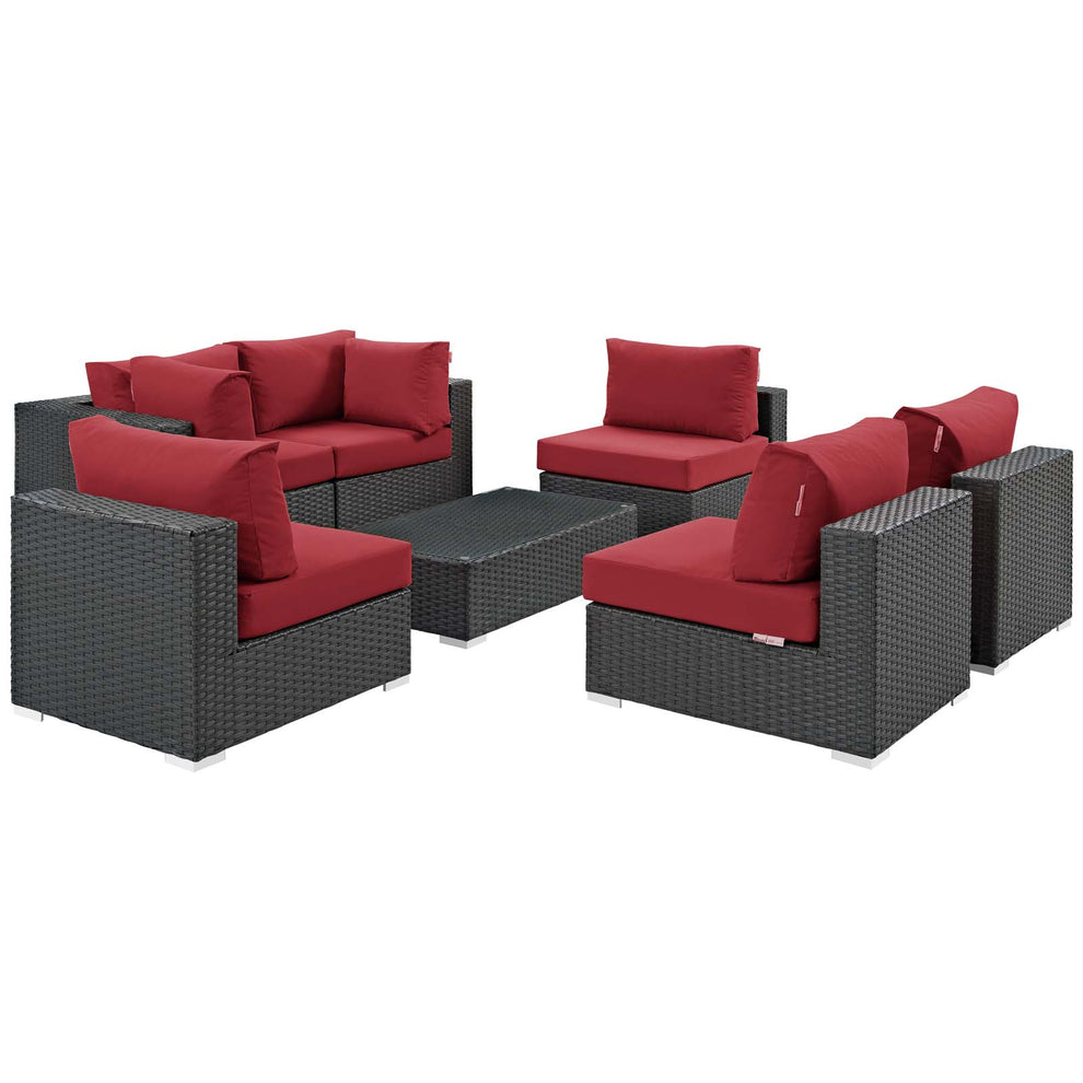 Modway Sojourn 7 Piece Outdoor Patio Sunbrella Sectional Set - EEI-1883 - EEI-1883 | Outdoor Sofas, Loveseats & Sectionals | Modishstore - 5