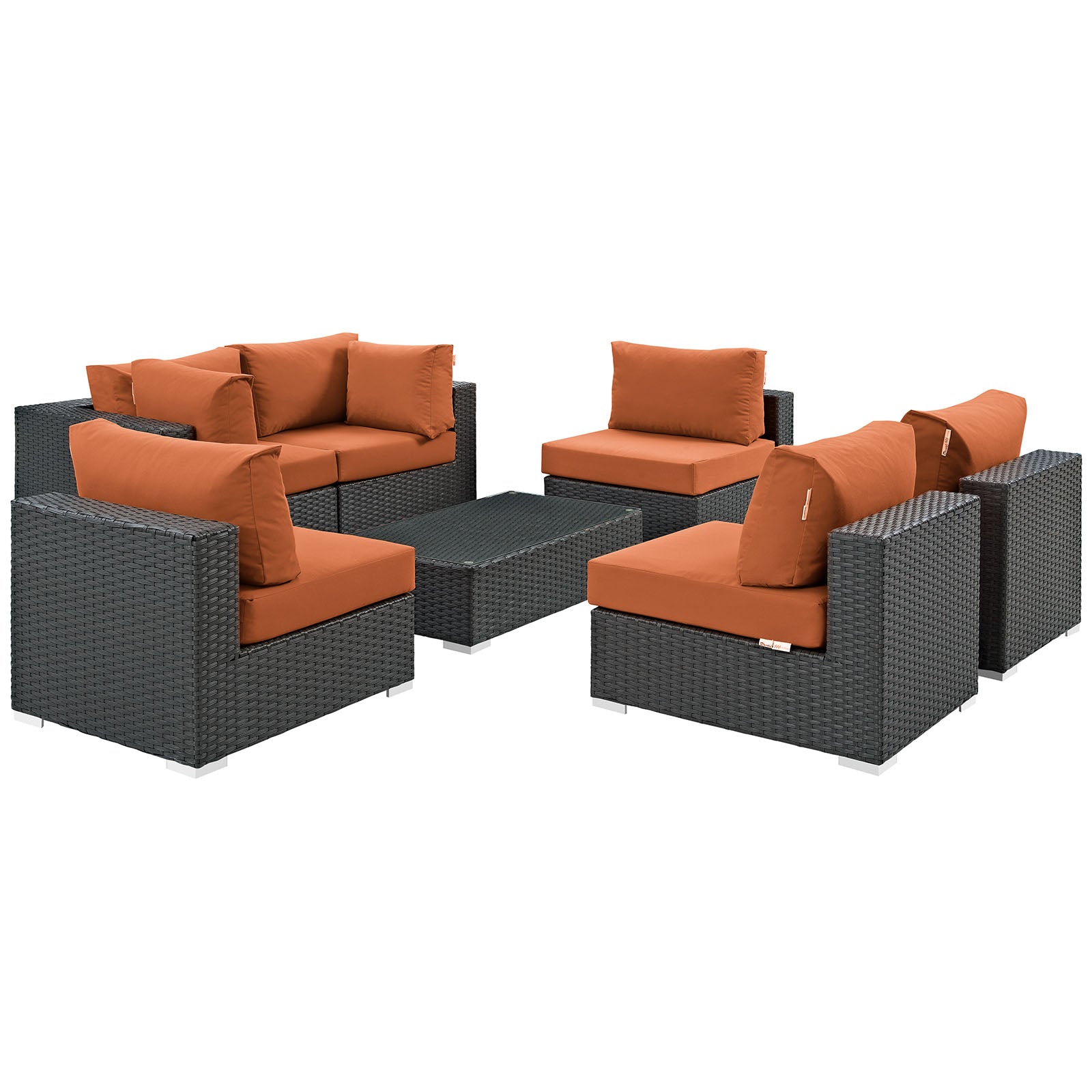 Modway Sojourn 7 Piece Outdoor Patio Sunbrella Sectional Set - EEI-1883 - EEI-1883 | Outdoor Sofas, Loveseats & Sectionals | Modishstore - 3