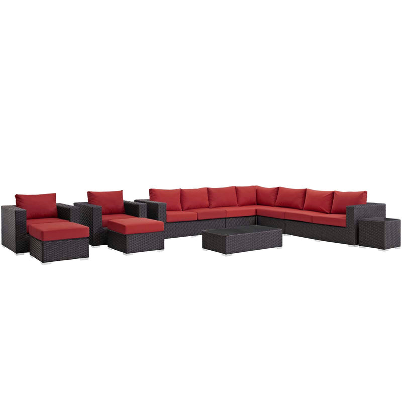 Sojourn 11 Piece Outdoor Patio Sunbrella® Sectional Set By Modway - EEI-1885 | Outdoor Sofas, Loveseats & Sectionals | Modishstore - 2