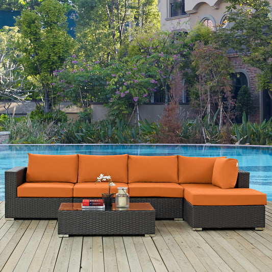 Sojourn 5 Piece Outdoor Patio Sunbrella® Sectional Set By Modway - EEI-1886 | Outdoor Sofas, Loveseats & Sectionals | Modishstore - 1