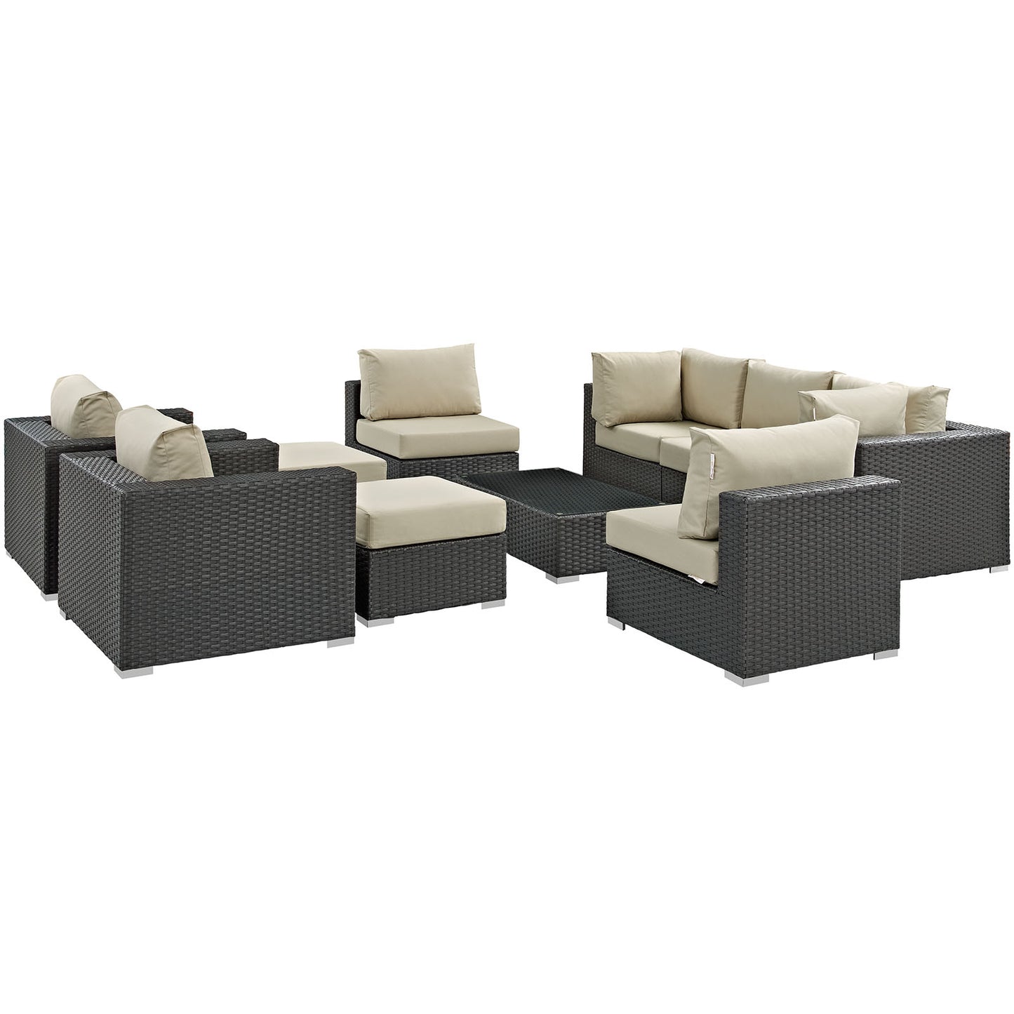 Modway Sojourn 10 Piece Outdoor Patio Sectional Set | Outdoor Sofas, Loveseats & Sectionals | Modishstore-10