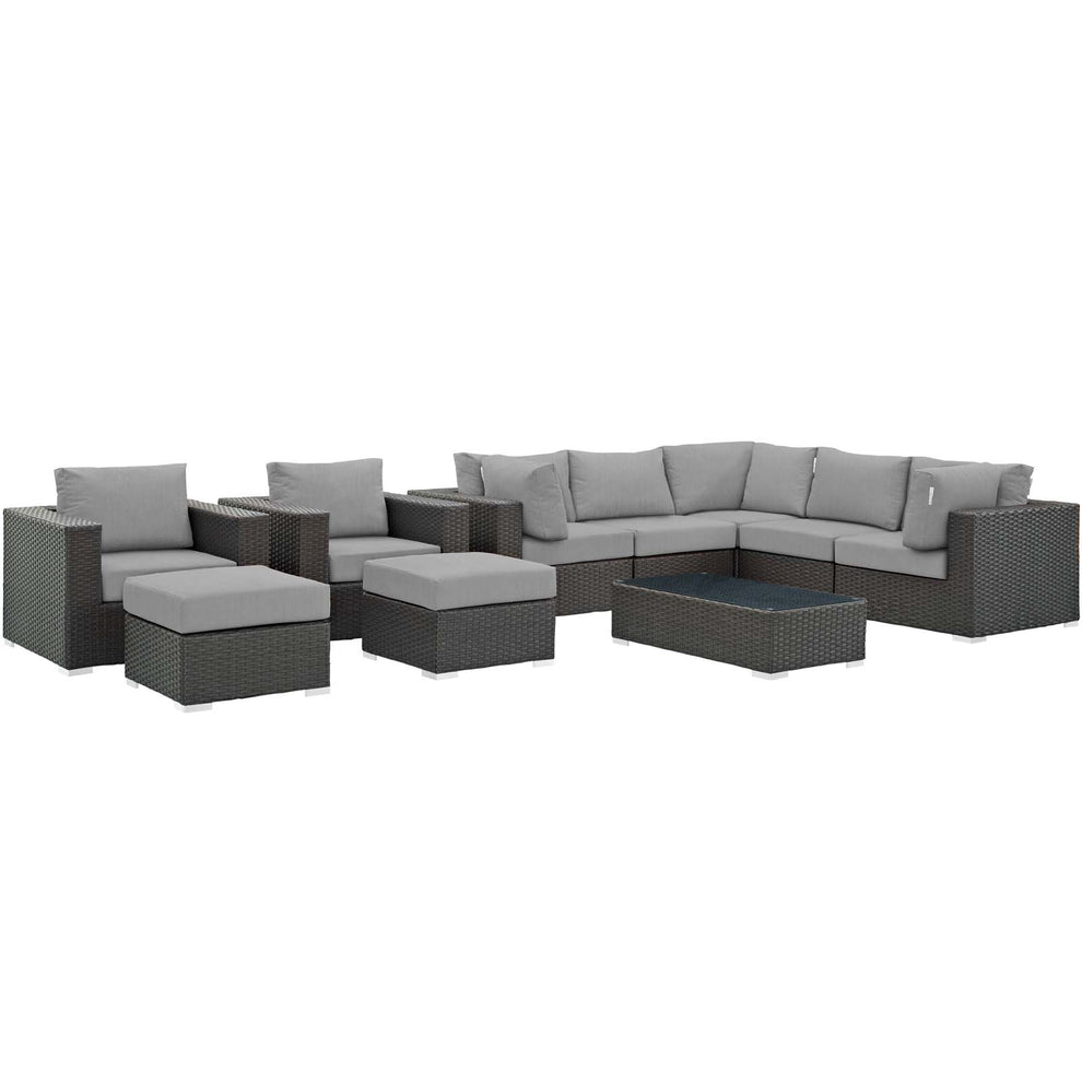 Modway Sojourn 10 Piece Outdoor Patio Sectional Set - EEI-1888 | Outdoor Sofas, Loveseats & Sectionals | Modishstore - 2