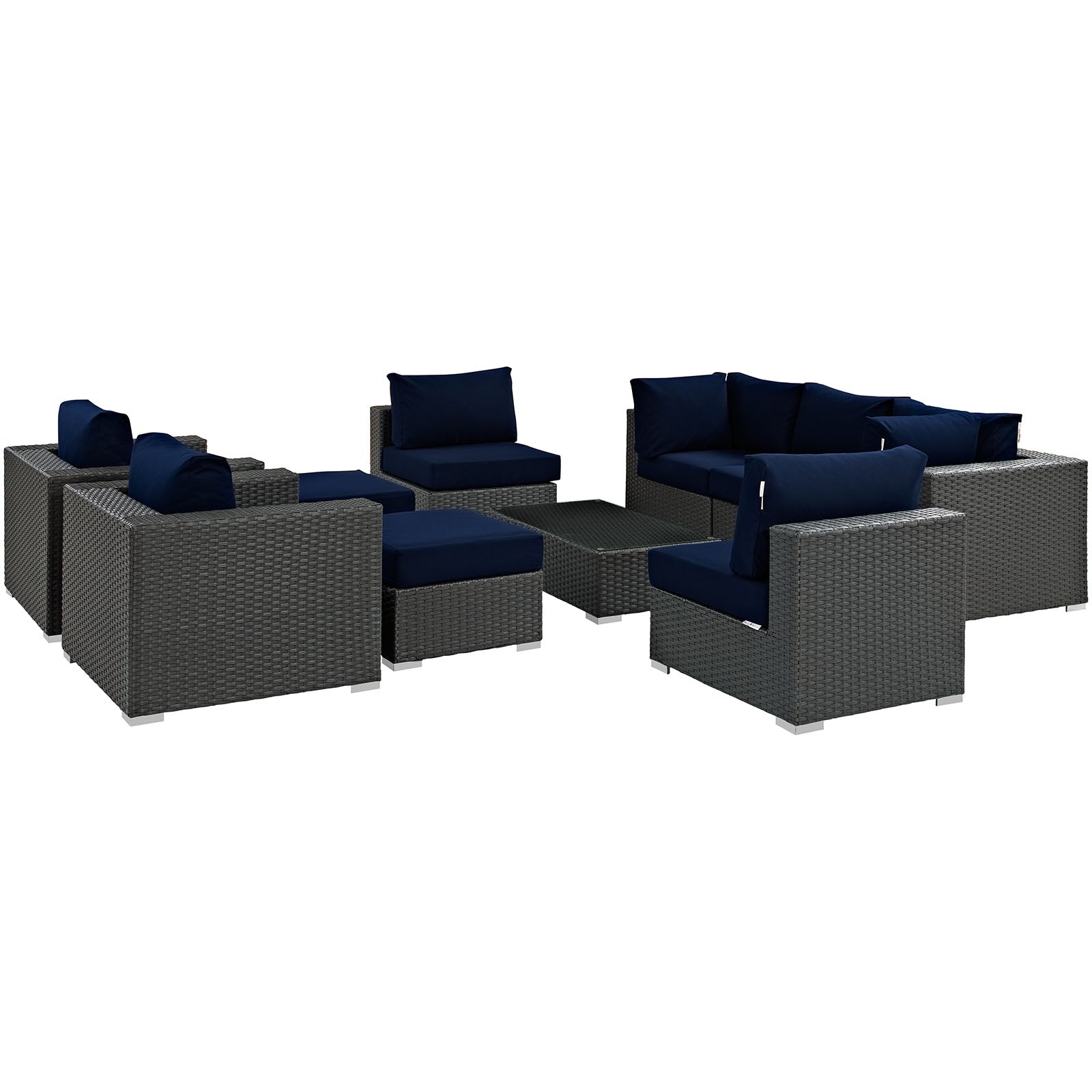 Modway Sojourn 10 Piece Outdoor Patio Sectional Set | Outdoor Sofas, Loveseats & Sectionals | Modishstore-13