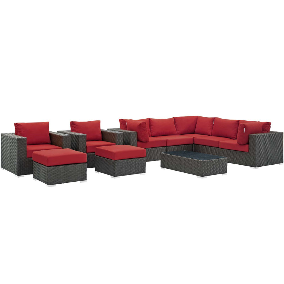 Modway Sojourn 10 Piece Outdoor Patio Sectional Set - EEI-1888 | Outdoor Sofas, Loveseats & Sectionals | Modishstore - 3