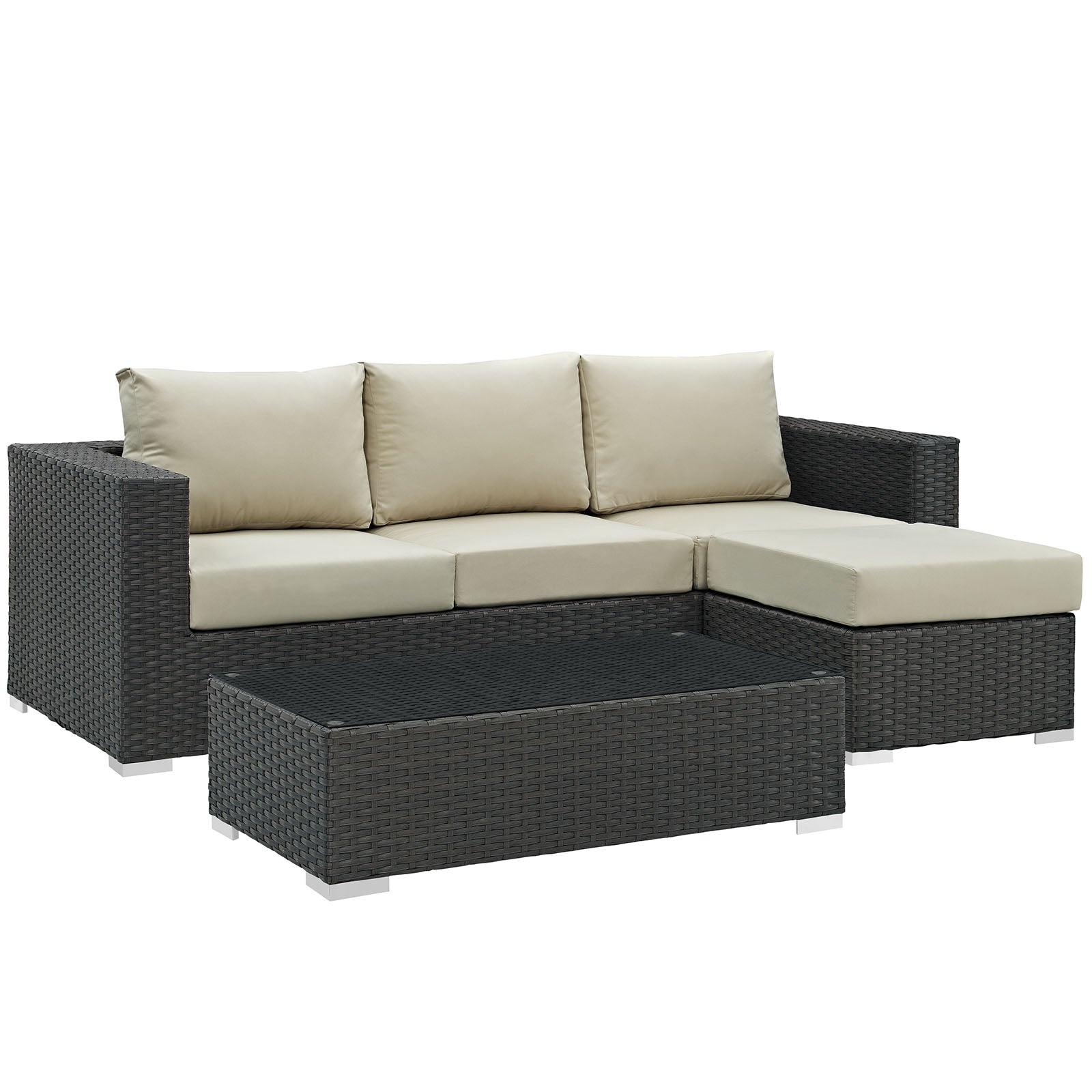 Modway Sojourn 3 Piece Outdoor Patio Sunbrella Sectional Set - EEI-1889 - EEI-1889 | Outdoor Sofas, Loveseats & Sectionals | Modishstore - 9