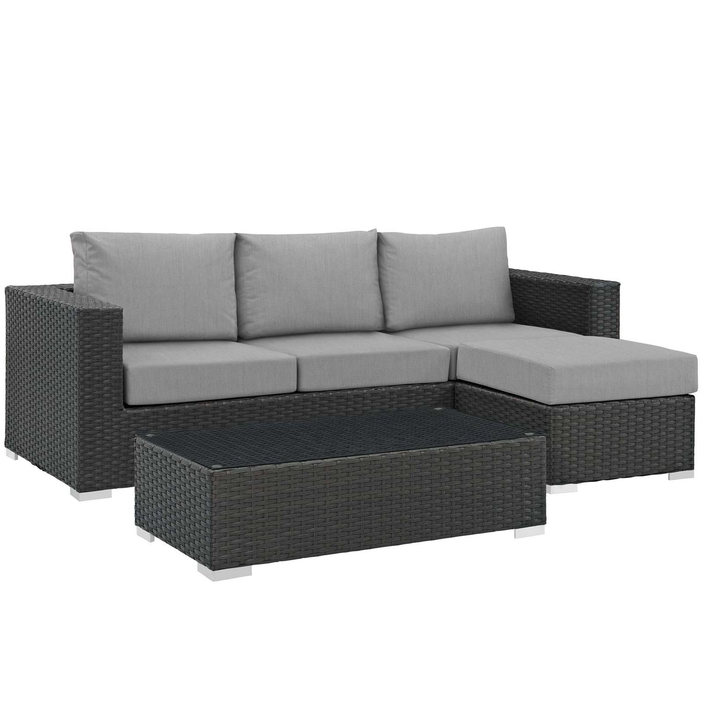 Modway Sojourn 3 Piece Outdoor Patio Sunbrella Sectional Set - EEI-1889 - EEI-1889 | Outdoor Sofas, Loveseats & Sectionals | Modishstore - 10