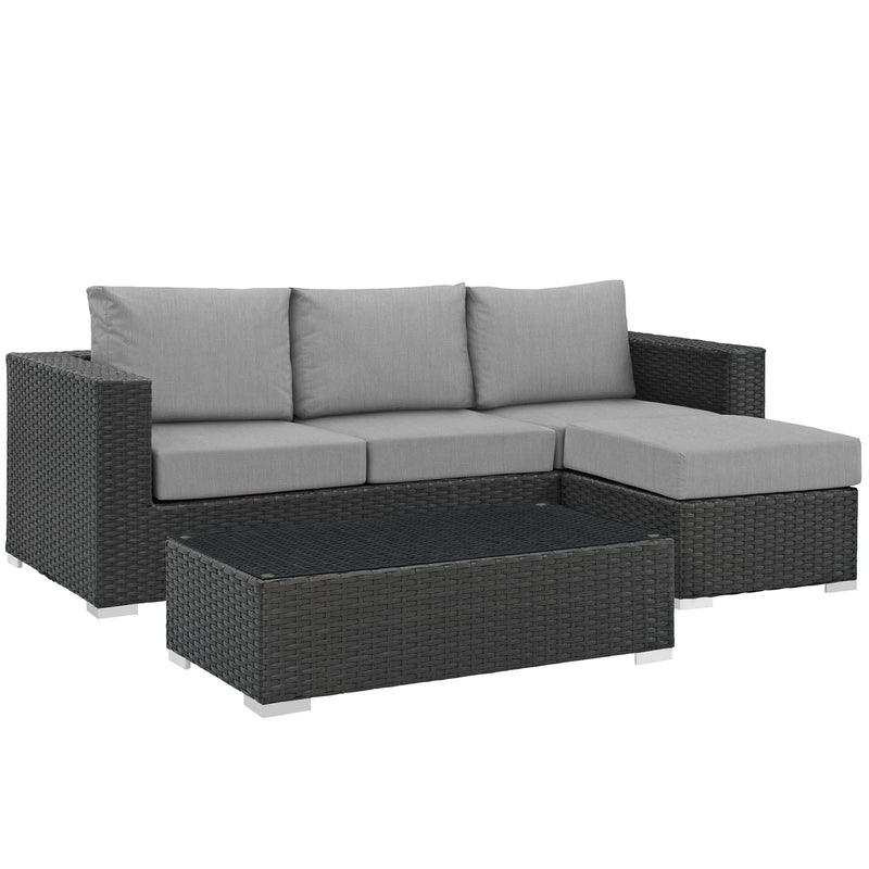 Modway Sojourn 3 Piece Outdoor Patio Sunbrella Sectional Set - EEI-1889 - EEI-1889 | Outdoor Sofas, Loveseats & Sectionals | Modishstore - 10