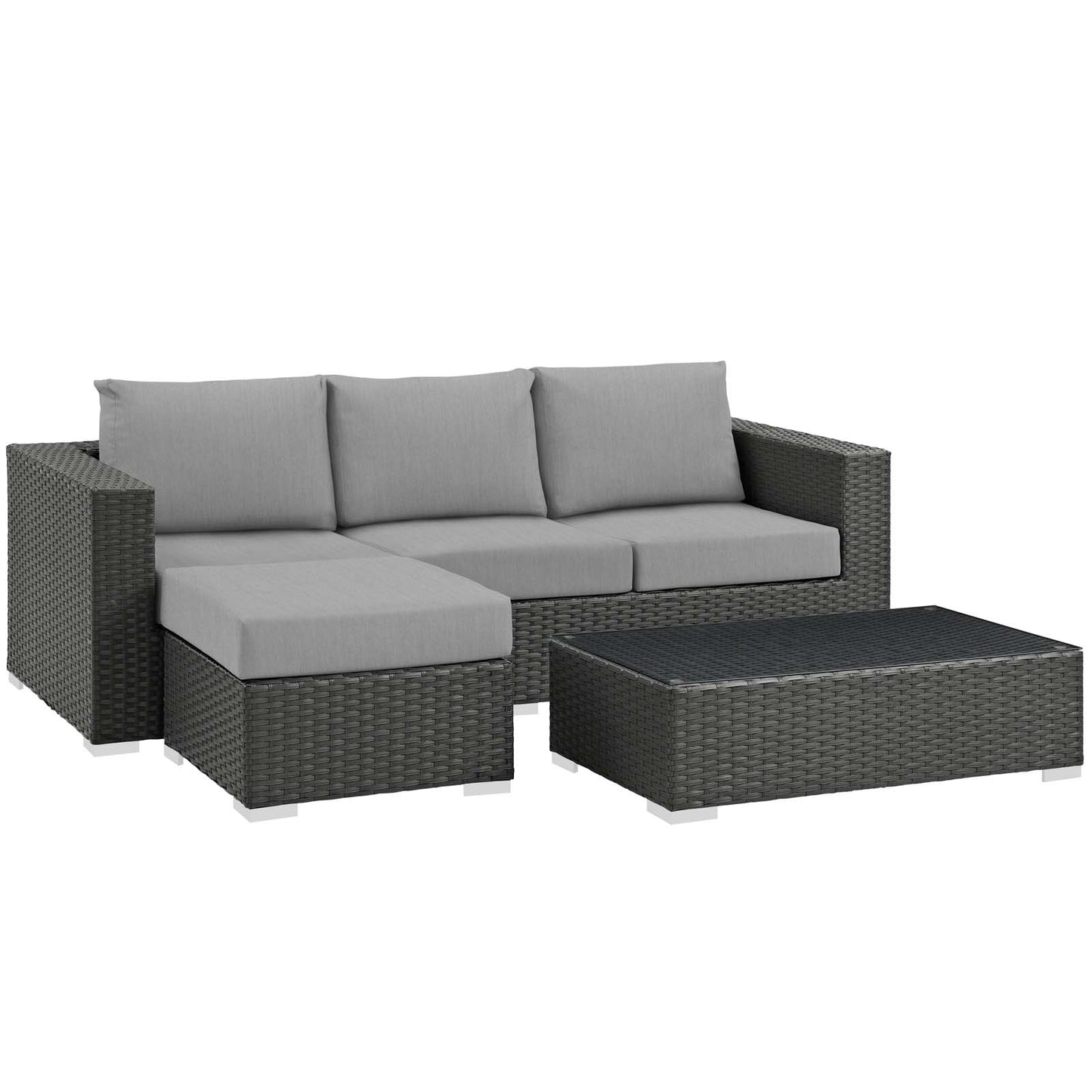Modway Sojourn 3 Piece Outdoor Patio Sunbrella Sectional Set - EEI-1889 - EEI-1889 | Outdoor Sofas, Loveseats & Sectionals | Modishstore - 1