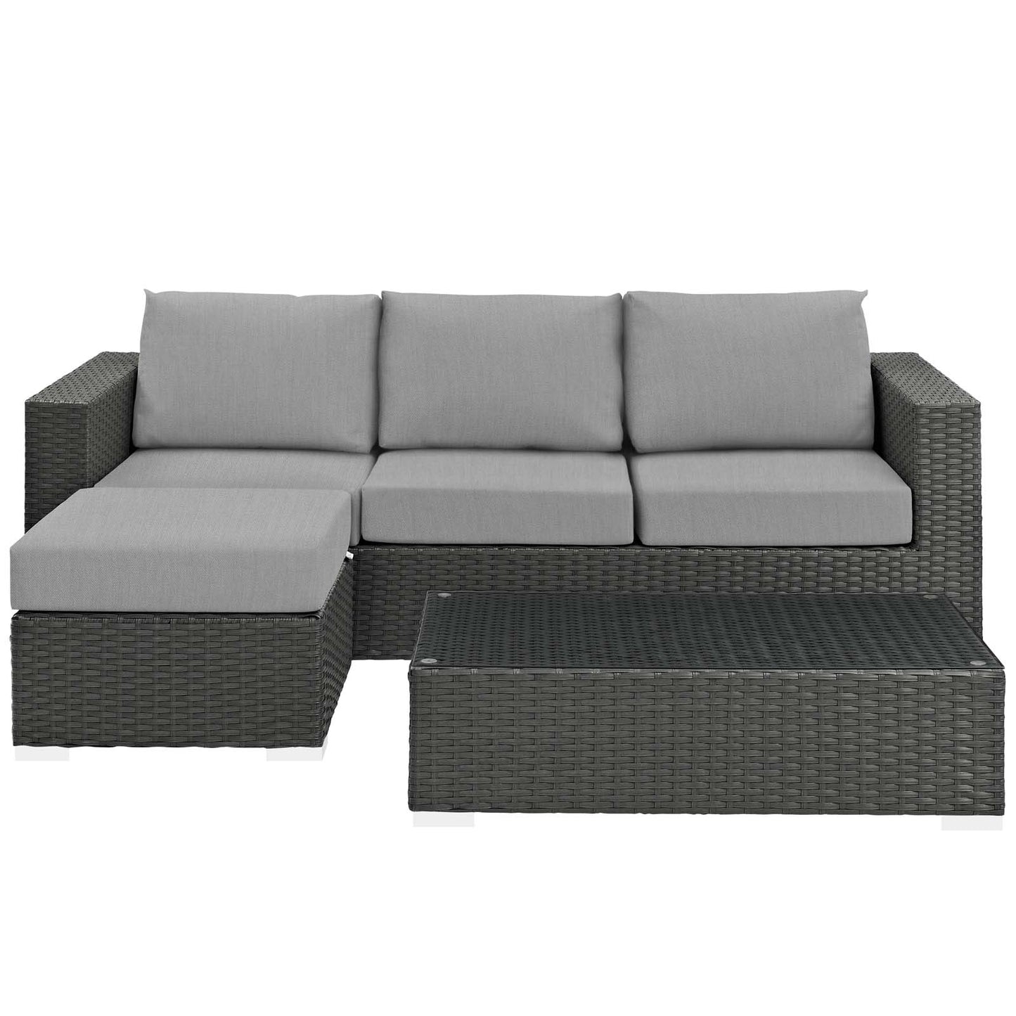 Modway Sojourn 3 Piece Outdoor Patio Sunbrella Sectional Set - EEI-1889 - EEI-1889 | Outdoor Sofas, Loveseats & Sectionals | Modishstore - 2