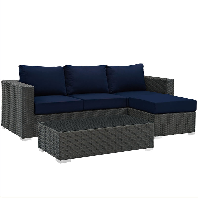 Modway Sojourn 3 Piece Outdoor Patio Sunbrella Sectional Set - EEI-1889 - EEI-1889 | Outdoor Sofas, Loveseats & Sectionals | Modishstore - 8