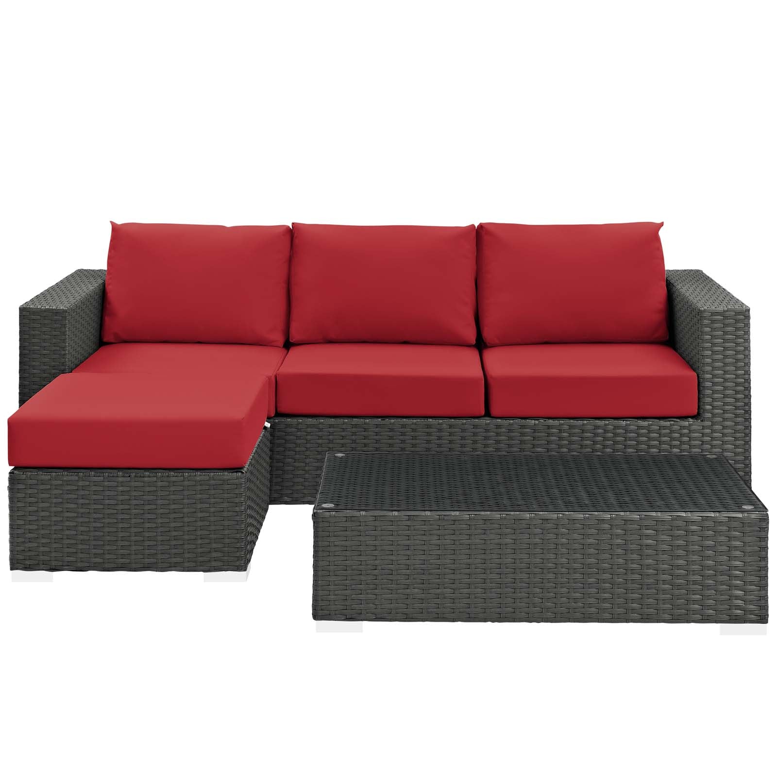 Modway Sojourn 3 Piece Outdoor Patio Sunbrella Sectional Set - EEI-1889 - EEI-1889 | Outdoor Sofas, Loveseats & Sectionals | Modishstore - 5