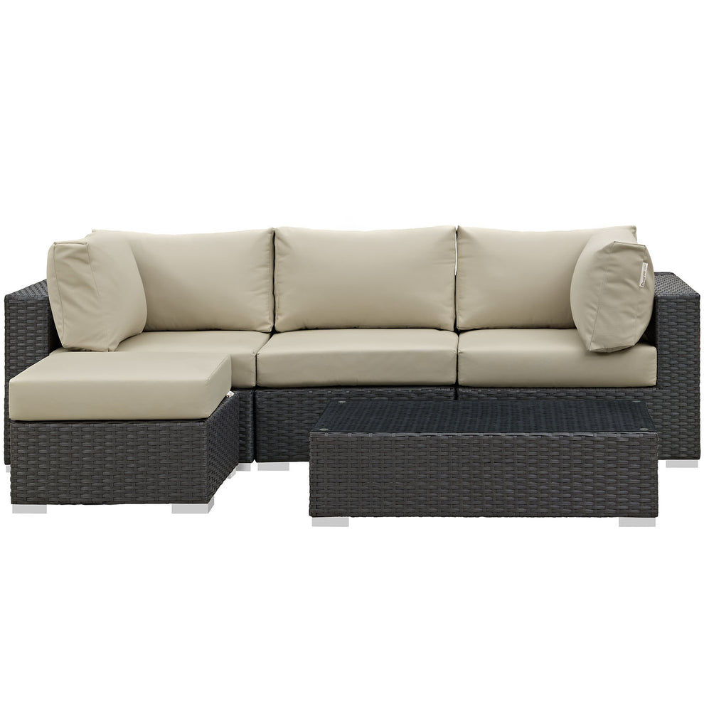 Modway Sojourn 5 Piece Outdoor Patio Sunbrella Sectional Set - EEI-1890 - EEI-1890 | Outdoor Sofas, Loveseats & Sectionals | Modishstore - 9