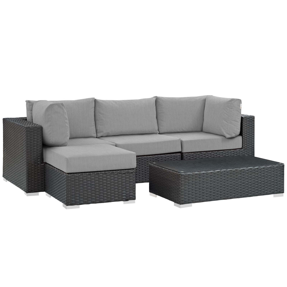 Modway Sojourn 5 Piece Outdoor Patio Sunbrella Sectional Set - EEI-1890 - EEI-1890 | Outdoor Sofas, Loveseats & Sectionals | Modishstore - 10