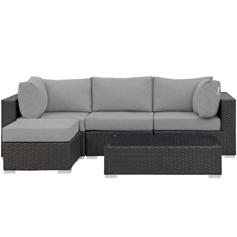 Modway Sojourn 5 Piece Outdoor Patio Sunbrella Sectional Set - EEI-1890 - EEI-1890 | Outdoor Sofas, Loveseats & Sectionals | Modishstore - 1