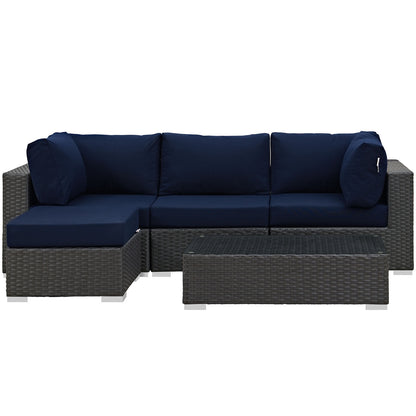 Modway Sojourn 5 Piece Outdoor Patio Sunbrella Sectional Set - EEI-1890 - EEI-1890 | Outdoor Sofas, Loveseats & Sectionals | Modishstore - 8
