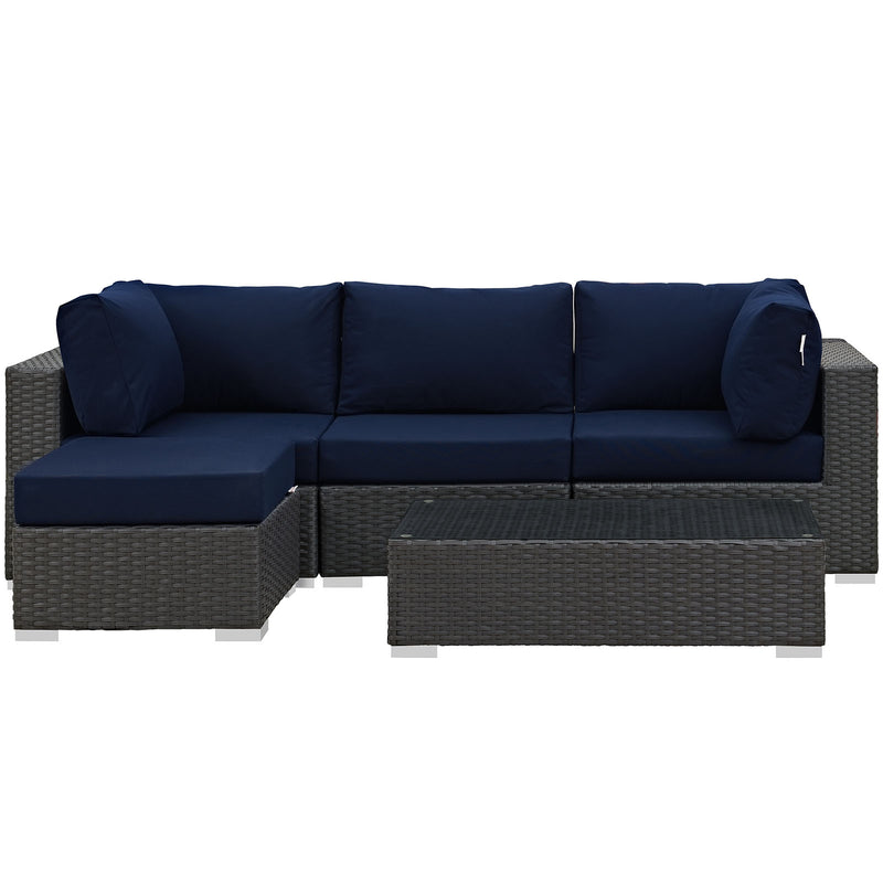 Modway Sojourn 5 Piece Outdoor Patio Sunbrella Sectional Set - EEI-1890 - EEI-1890 | Outdoor Sofas, Loveseats & Sectionals | Modishstore - 8