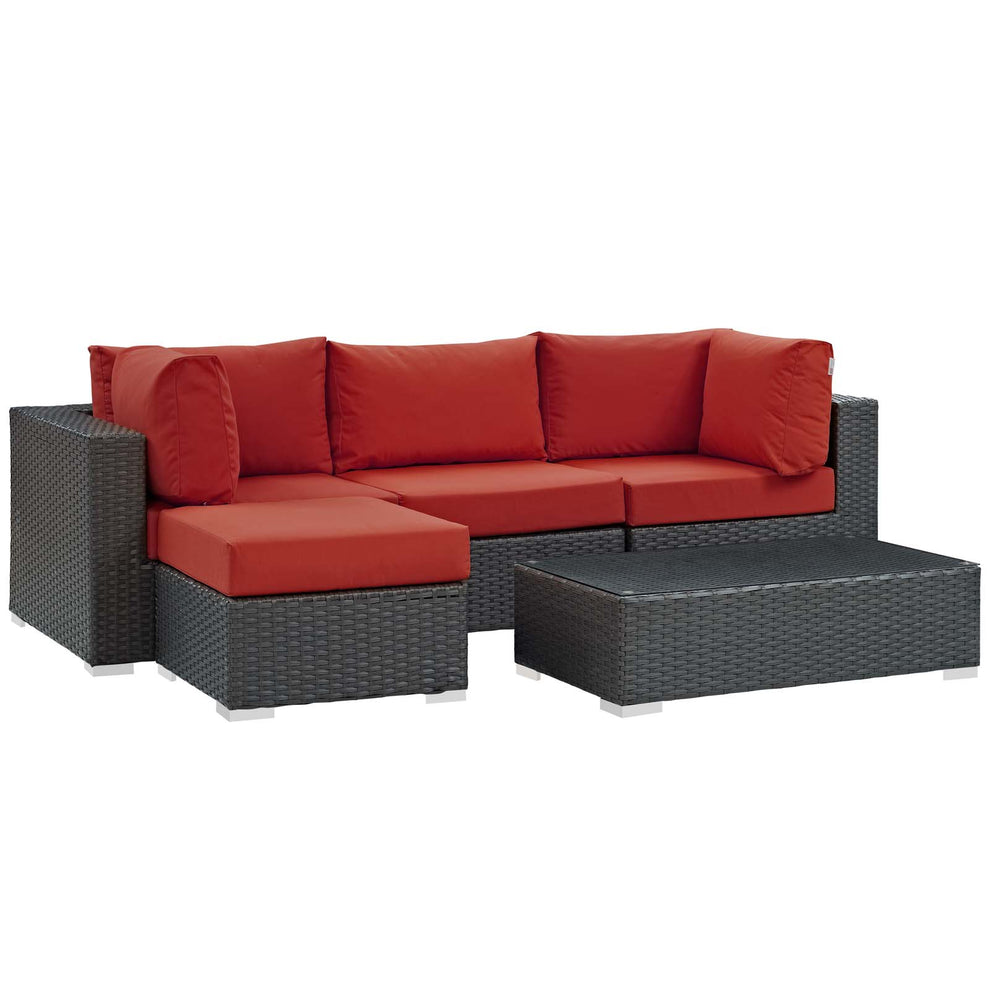 Modway Sojourn 5 Piece Outdoor Patio Sunbrella Sectional Set - EEI-1890 - EEI-1890 | Outdoor Sofas, Loveseats & Sectionals | Modishstore - 11