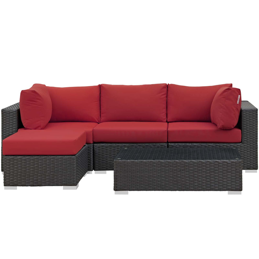 Modway Sojourn 5 Piece Outdoor Patio Sunbrella Sectional Set - EEI-1890 - EEI-1890 | Outdoor Sofas, Loveseats & Sectionals | Modishstore - 4