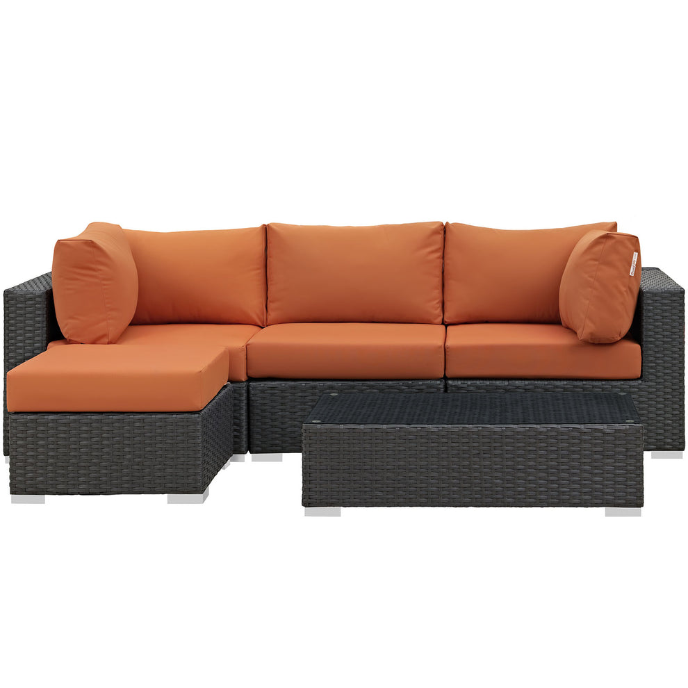 Modway Sojourn 5 Piece Outdoor Patio Sunbrella Sectional Set - EEI-1890 - EEI-1890 | Outdoor Sofas, Loveseats & Sectionals | Modishstore - 7