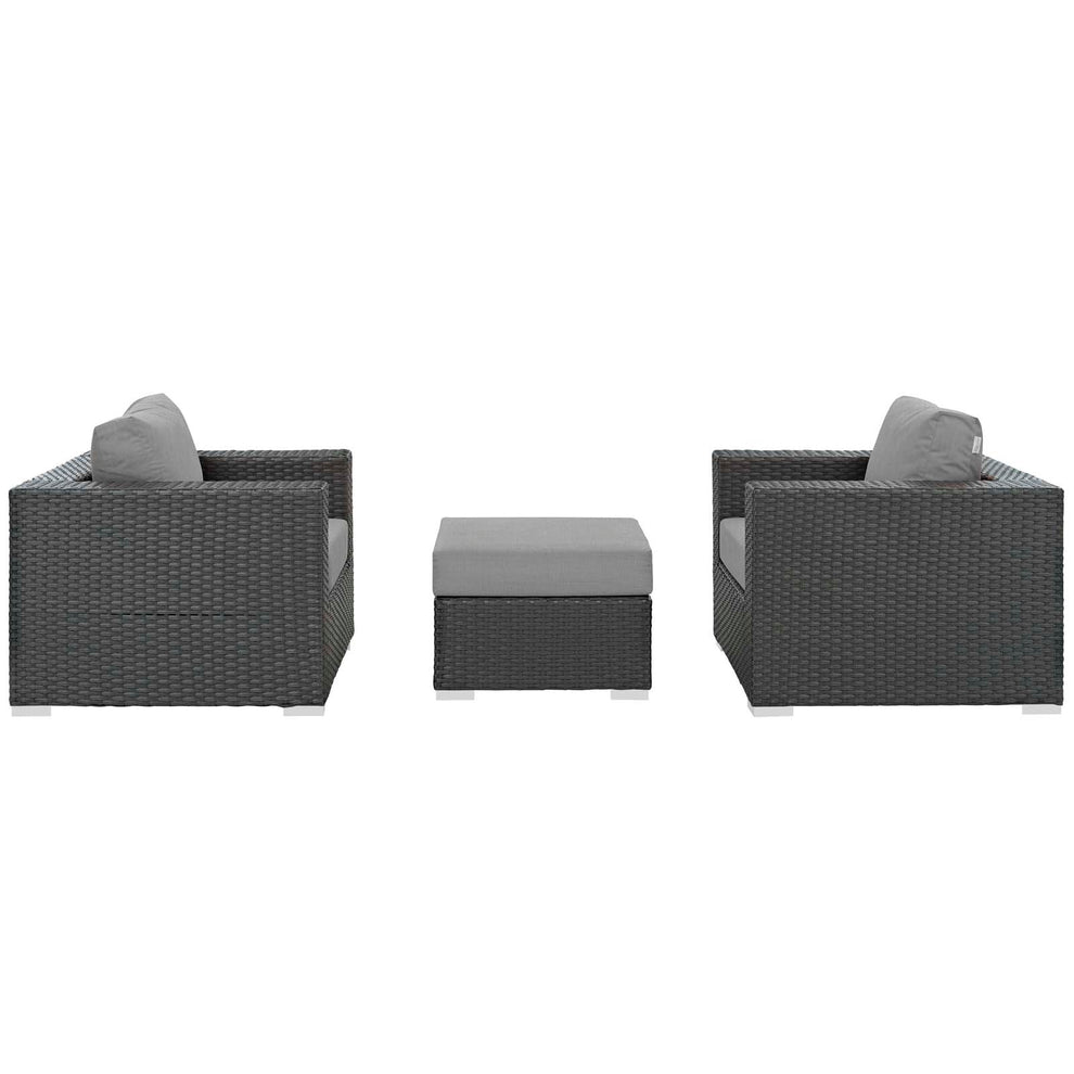 Modway Sojourn 3 Piece Outdoor Patio Sunbrella Sectional Set - EEI-1891 - EEI-1891 | Outdoor Sofas, Loveseats & Sectionals | Modishstore - 1
