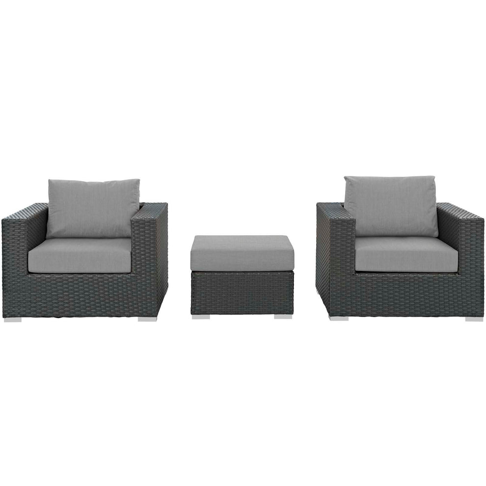 Modway Sojourn 3 Piece Outdoor Patio Sunbrella Sectional Set - EEI-1891 - EEI-1891 | Outdoor Sofas, Loveseats & Sectionals | Modishstore - 2