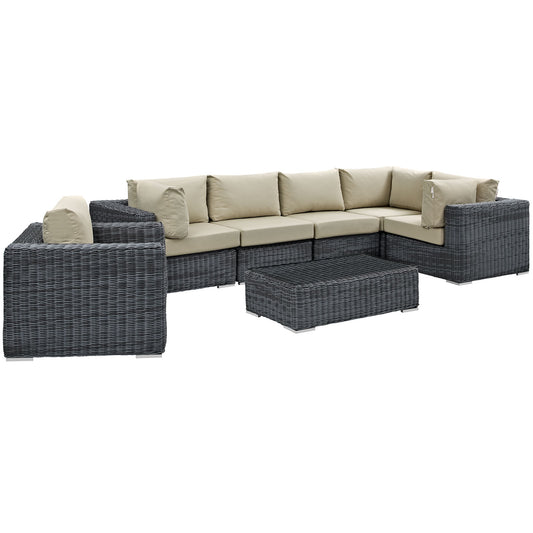 Summon 7 Piece Outdoor Patio Sunbrella® Sectional Set By Modway - EEI-1892 | Outdoor Sofas, Loveseats & Sectionals | Modishstore