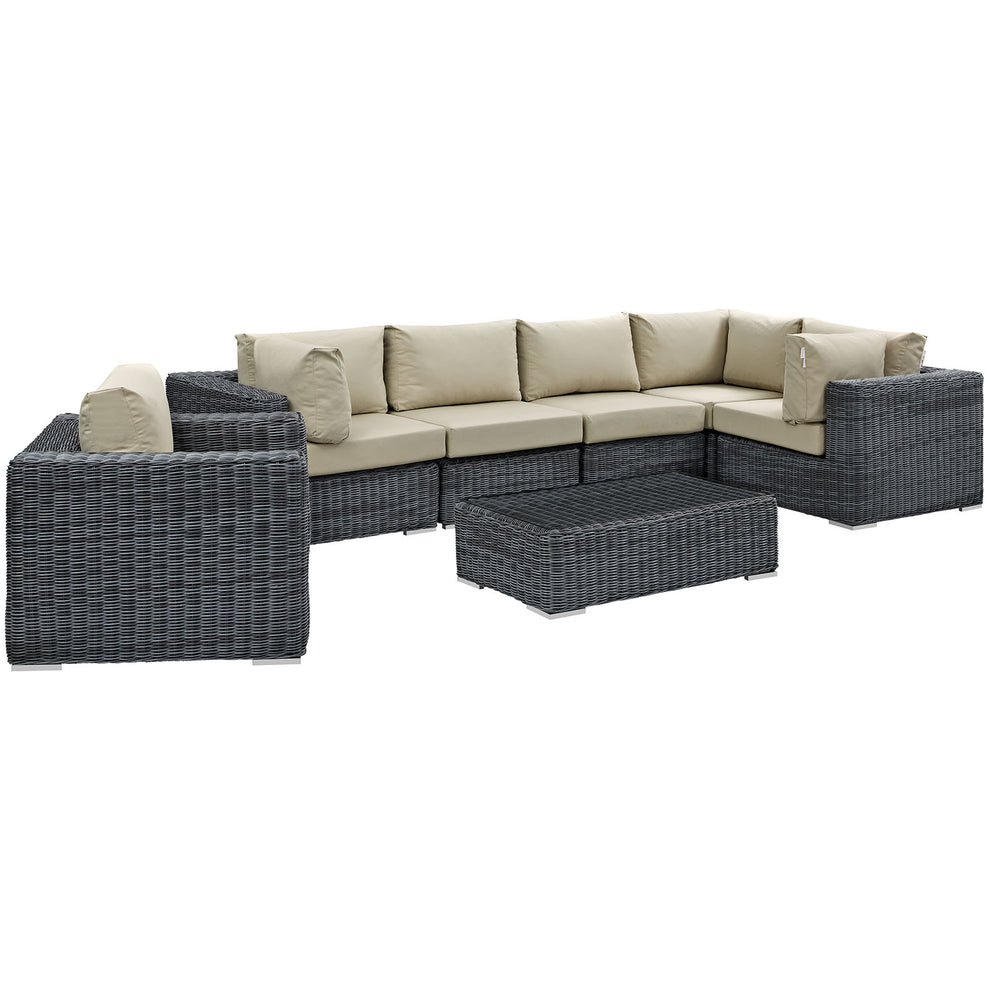 Summon 7 Piece Outdoor Patio Sunbrella® Sectional Set By Modway - EEI-1892 | Outdoor Sofas, Loveseats & Sectionals | Modishstore - 1