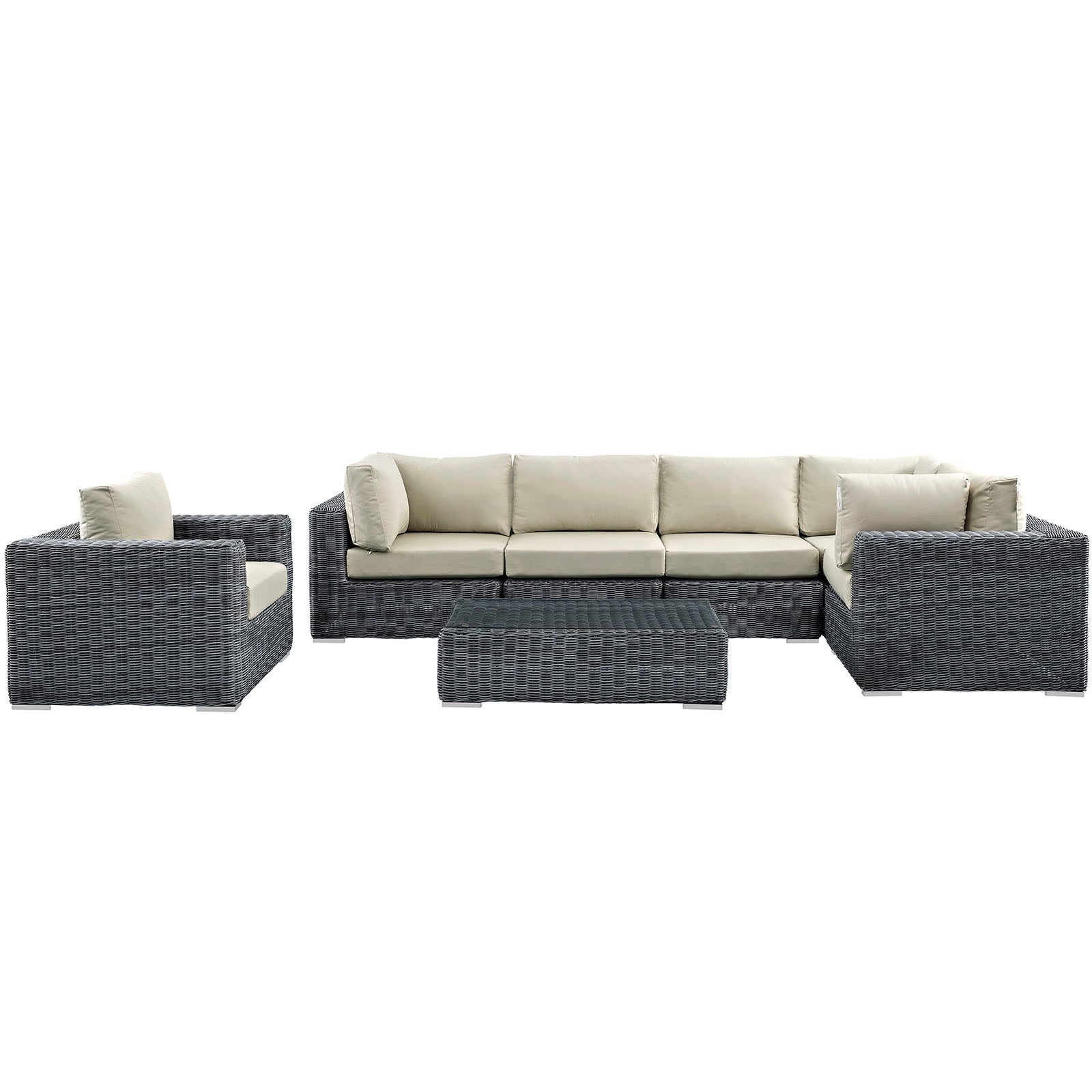 Summon 7 Piece Outdoor Patio Sunbrella® Sectional Set By Modway - EEI-1892 | Outdoor Sofas, Loveseats & Sectionals | Modishstore - 4