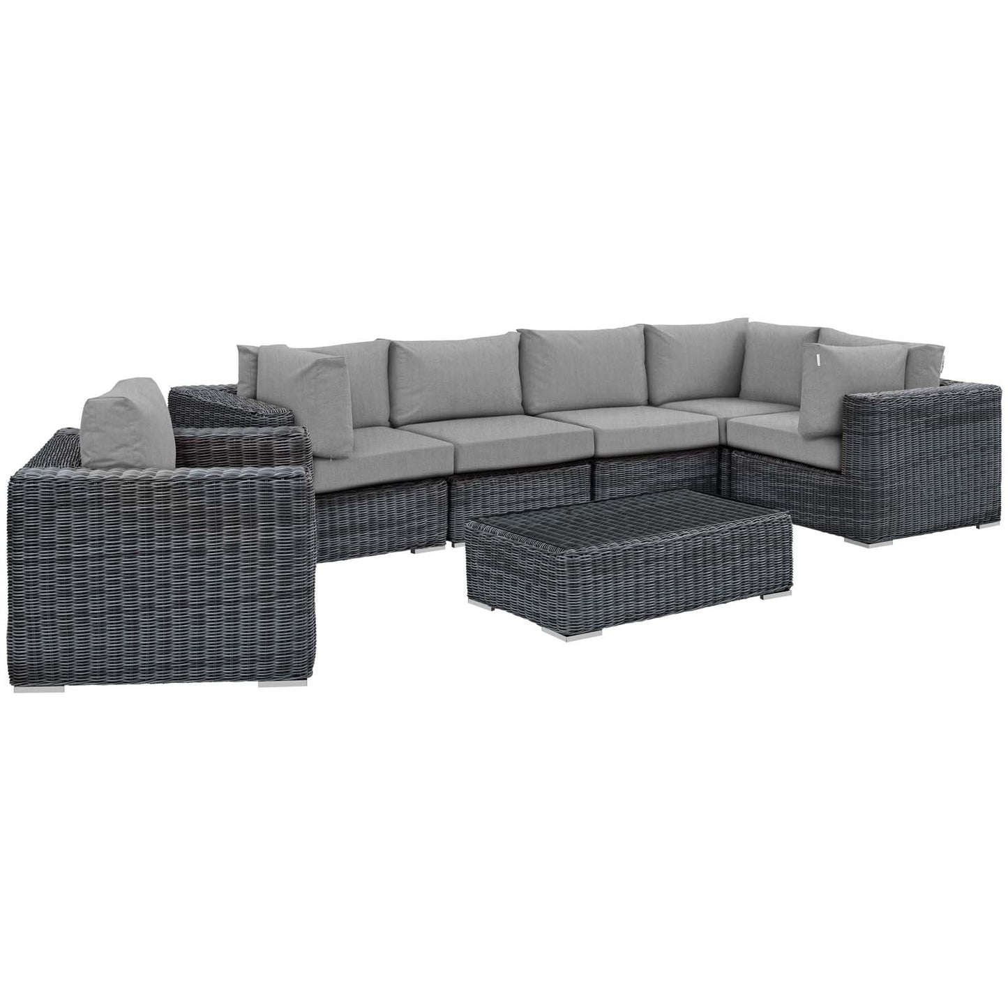 Summon 7 Piece Outdoor Patio Sunbrella® Sectional Set By Modway - EEI-1892 | Outdoor Sofas, Loveseats & Sectionals | Modishstore - 9