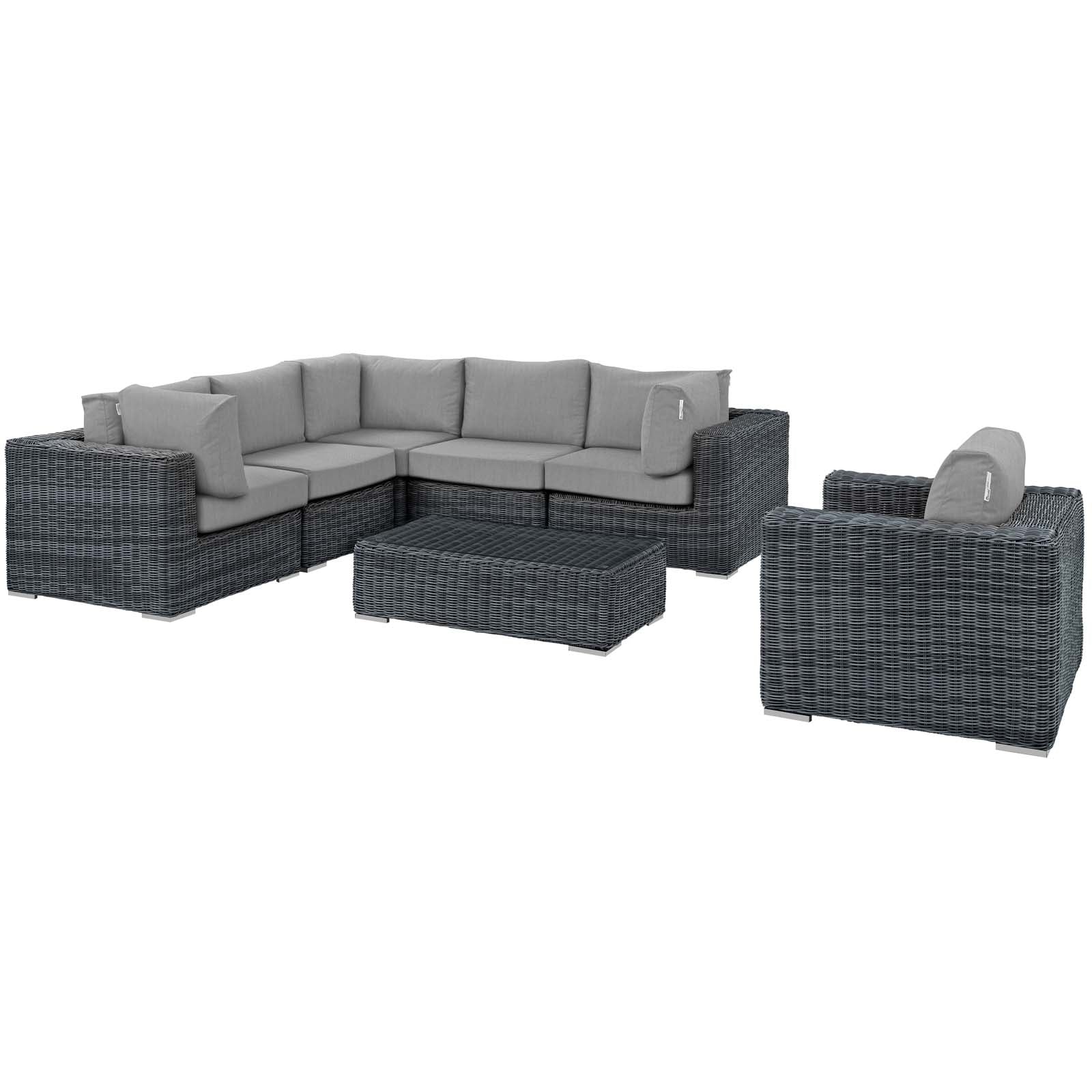Summon 7 Piece Outdoor Patio Sunbrella® Sectional Set By Modway - EEI-1892 | Outdoor Sofas, Loveseats & Sectionals | Modishstore - 11