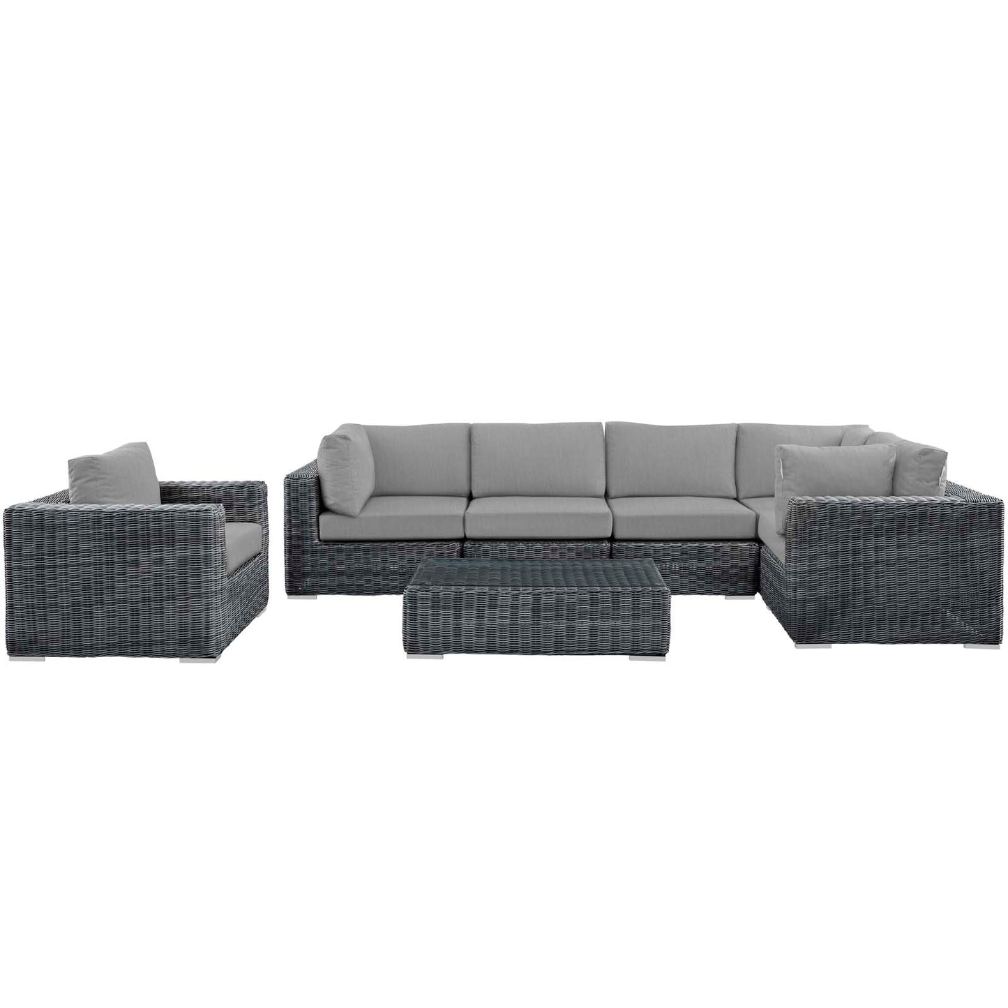 Summon 7 Piece Outdoor Patio Sunbrella® Sectional Set By Modway - EEI-1892 | Outdoor Sofas, Loveseats & Sectionals | Modishstore - 12