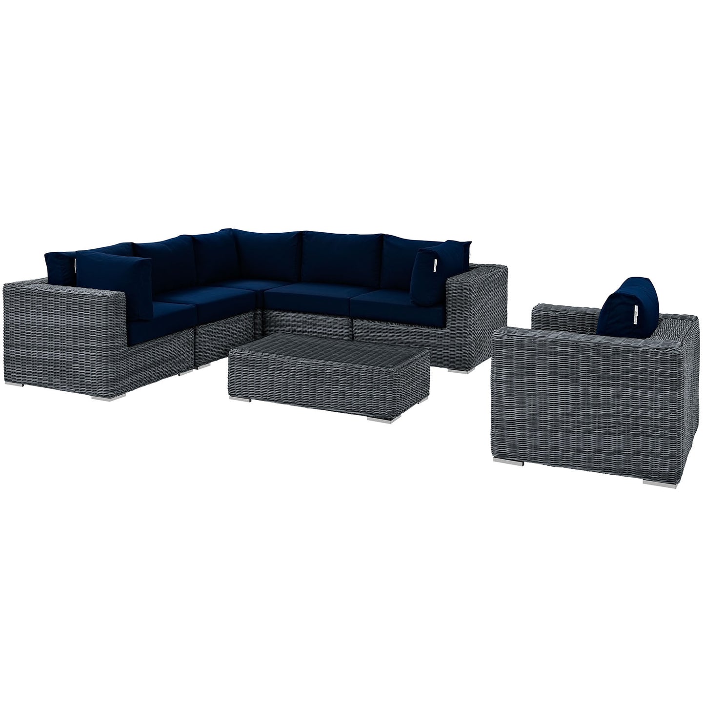 Summon 7 Piece Outdoor Patio Sunbrella® Sectional Set By Modway - EEI-1892 | Outdoor Sofas, Loveseats & Sectionals | Modishstore - 18