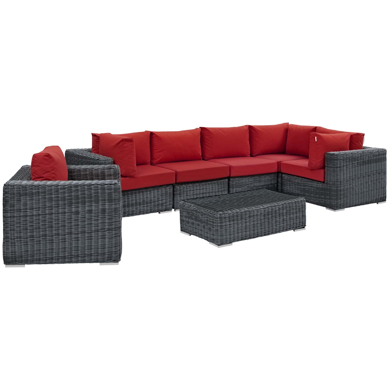 Summon 7 Piece Outdoor Patio Sunbrella® Sectional Set By Modway - EEI-1892 | Outdoor Sofas, Loveseats & Sectionals | Modishstore - 25