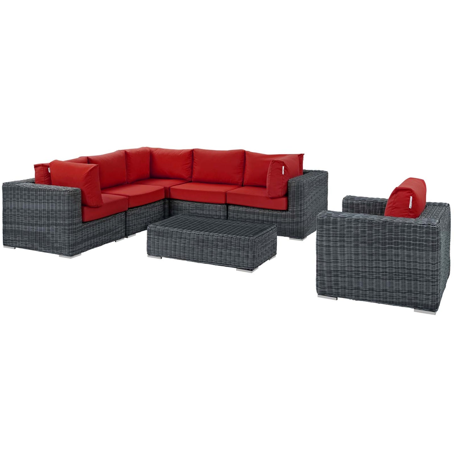 Summon 7 Piece Outdoor Patio Sunbrella® Sectional Set By Modway - EEI-1892 | Outdoor Sofas, Loveseats & Sectionals | Modishstore - 27