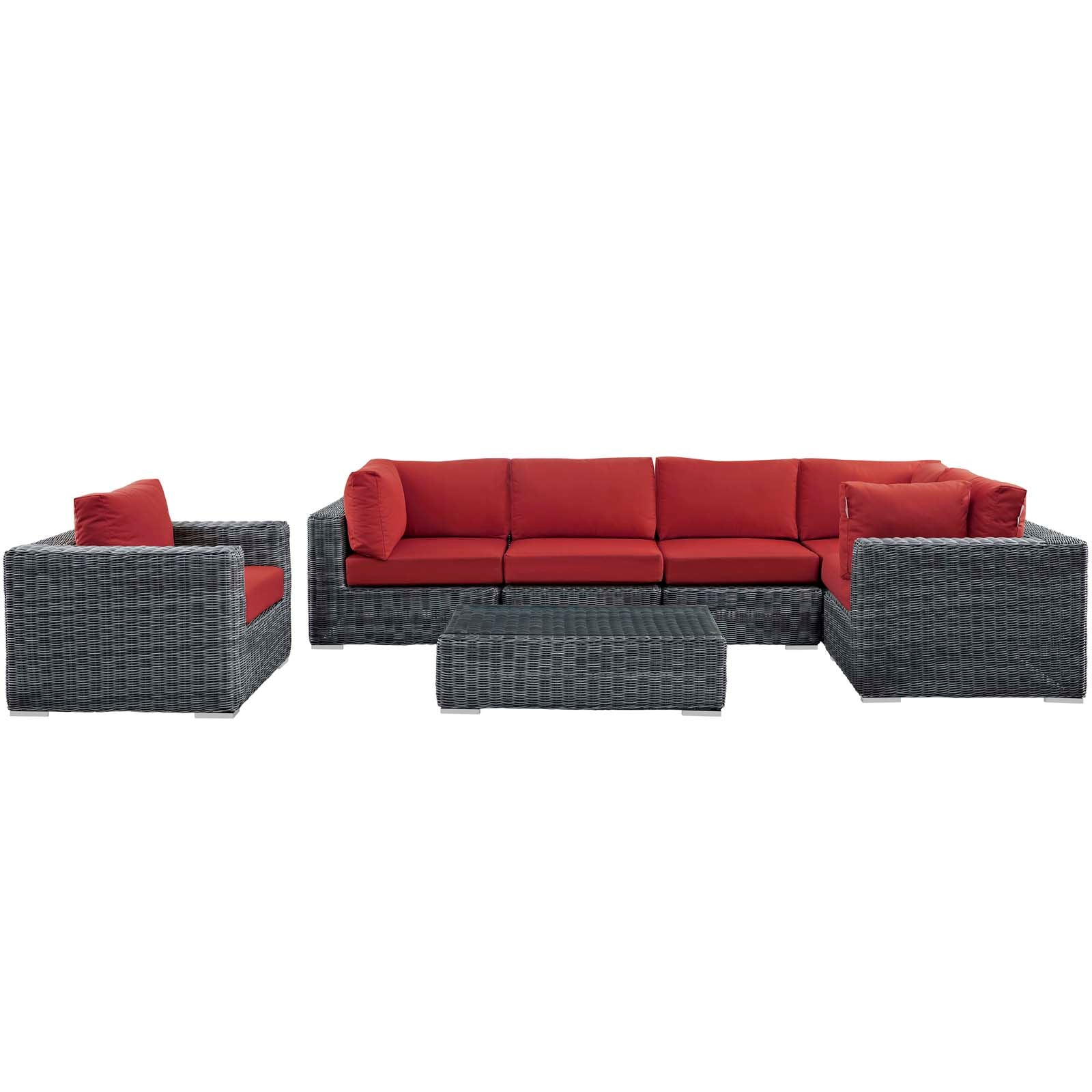 Summon 7 Piece Outdoor Patio Sunbrella® Sectional Set By Modway - EEI-1892 | Outdoor Sofas, Loveseats & Sectionals | Modishstore - 28