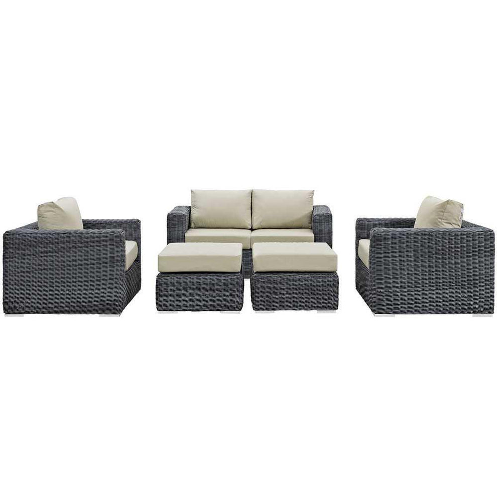 Modway Summon 5 Piece Outdoor Patio Sunbrella Sectional Set - EEI-1893 | Outdoor Sofas, Loveseats & Sectionals | Modishstore - 2