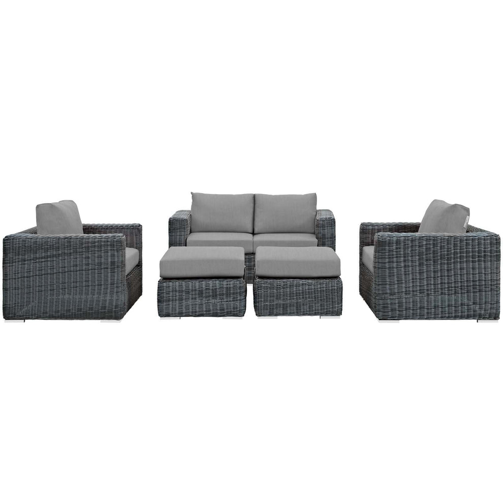 Modway Summon 5 Piece Outdoor Patio Sunbrella Sectional Set - EEI-1893 | Outdoor Sofas, Loveseats & Sectionals | Modishstore - 30
