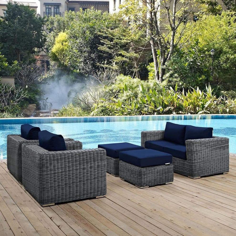 Modway Summon 5 Piece Outdoor Patio Sunbrella Sectional Set - EEI-1893 | Outdoor Sofas, Loveseats & Sectionals | Modishstore - 15