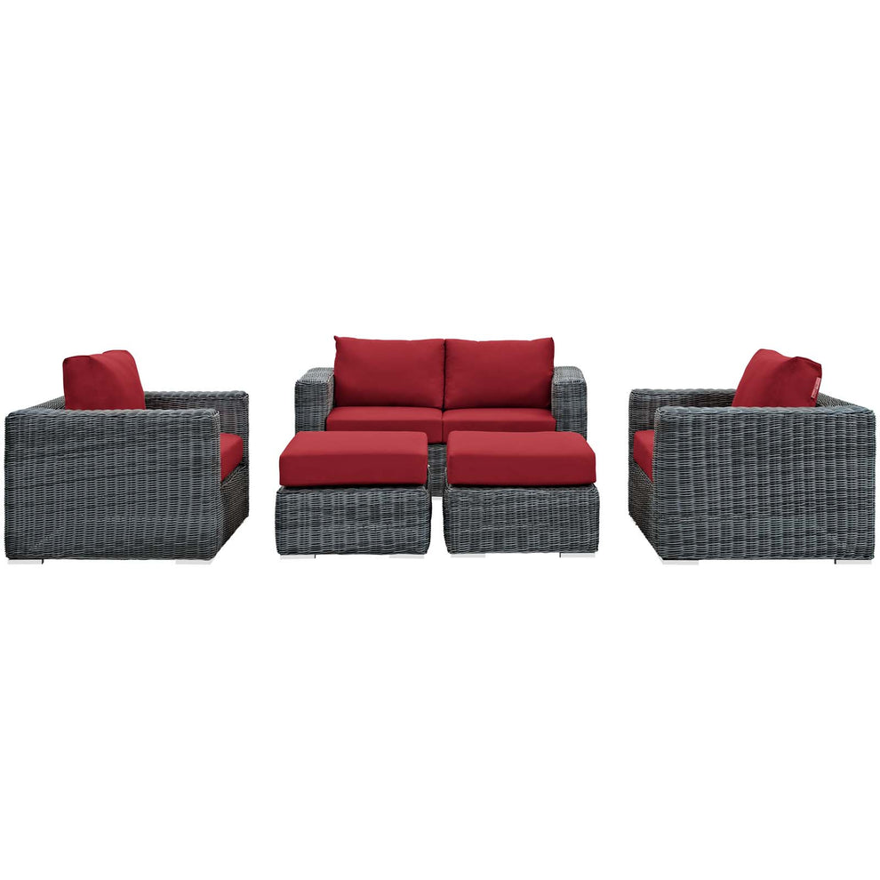 Modway Summon 5 Piece Outdoor Patio Sunbrella Sectional Set - EEI-1893 | Outdoor Sofas, Loveseats & Sectionals | Modishstore - 26