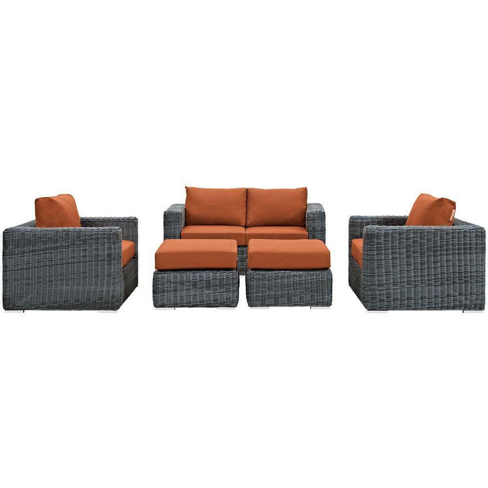 Modway Summon 5 Piece Outdoor Patio Sunbrella Sectional Set - EEI-1893 | Outdoor Sofas, Loveseats & Sectionals | Modishstore - 17