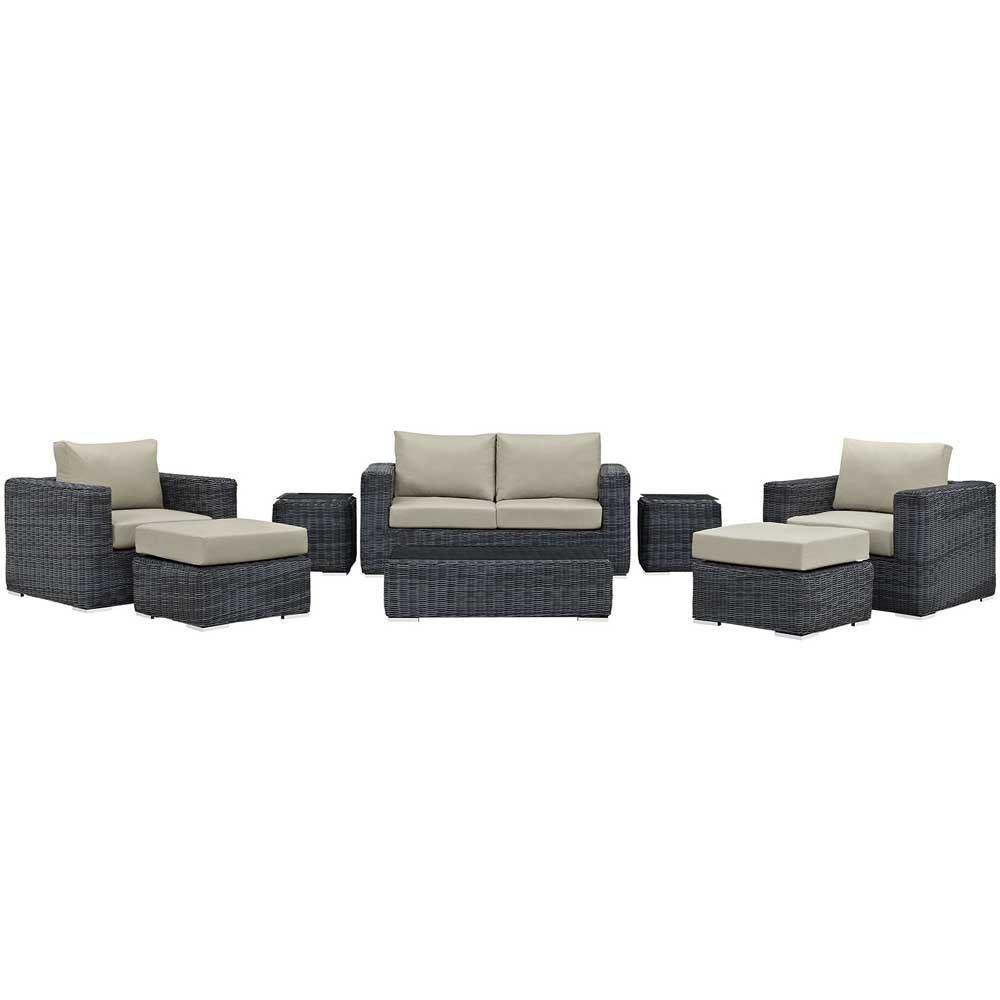 Modway Summon 8 Piece Outdoor Patio Sectional Set | Outdoor Sofas, Loveseats & Sectionals | Modishstore-4